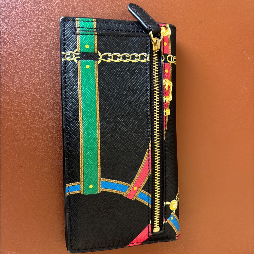 Ralph Lauren Print Crosshatch Leather Slim Wallet - Picture 5 of 6